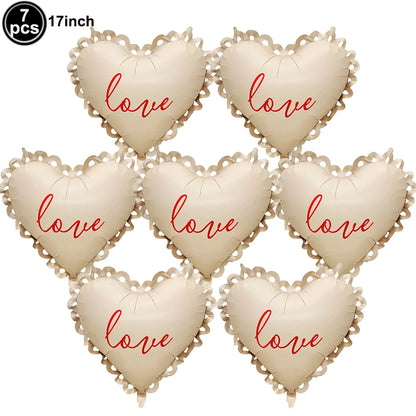 7pcs Valentines Heart Balloon 18" Foil Love Balloons Happy Valentines Balloon I Love You Balloon Valentines Day Wedding Decors